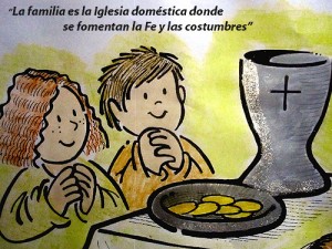 Cartel de familia en parroquia Virgen de Lluc